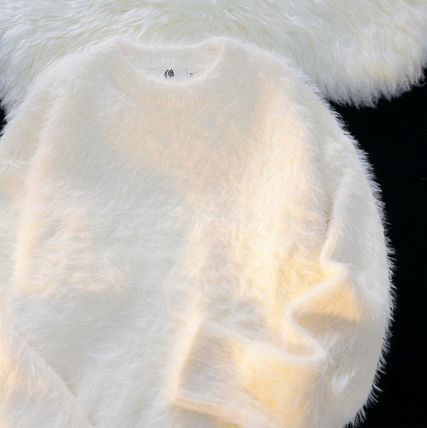 シャギーニット 無地 セーター オーバーサイズ フェイクファー