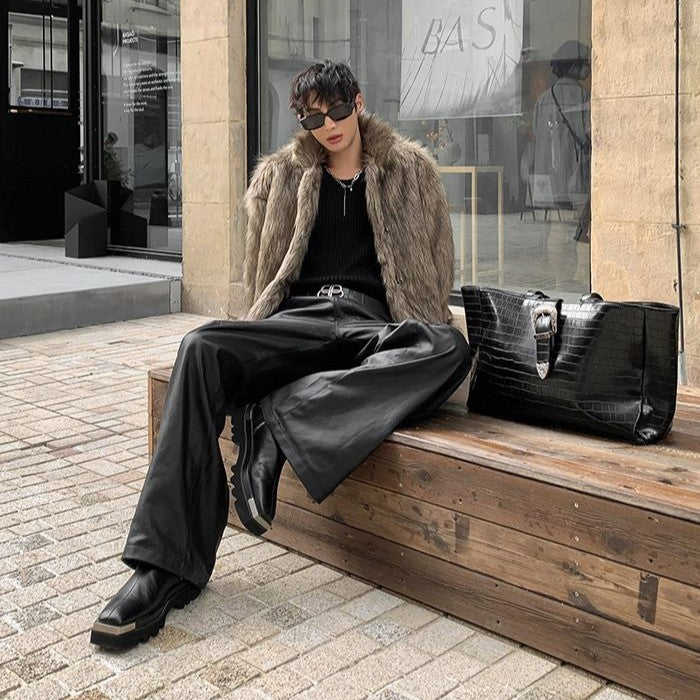 メンズ ファー コート ショート丈 ジャケット エレガント 韓国