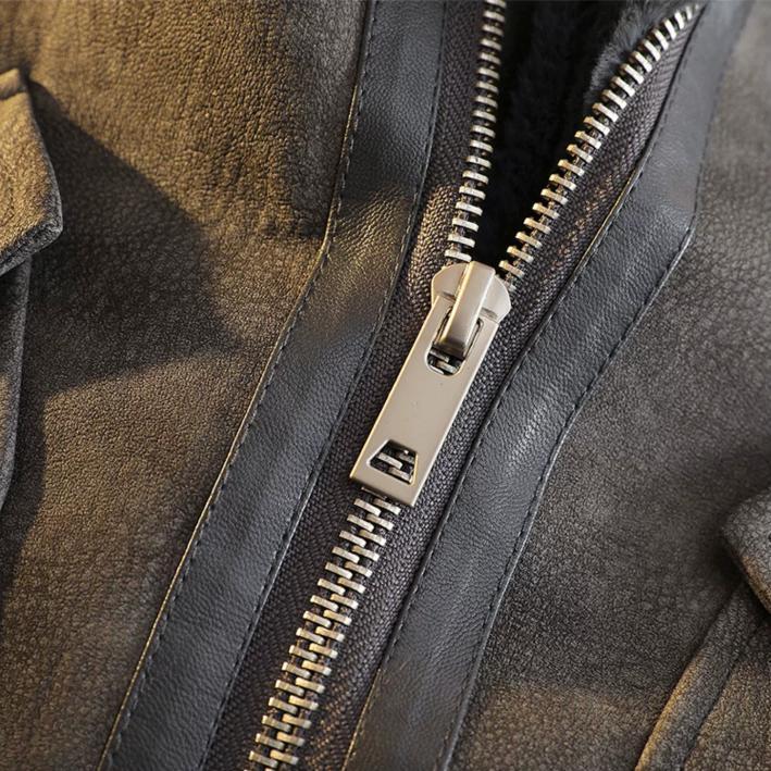 裏ボア レザージャケット グレー フライトジャケット 韓国 n4392