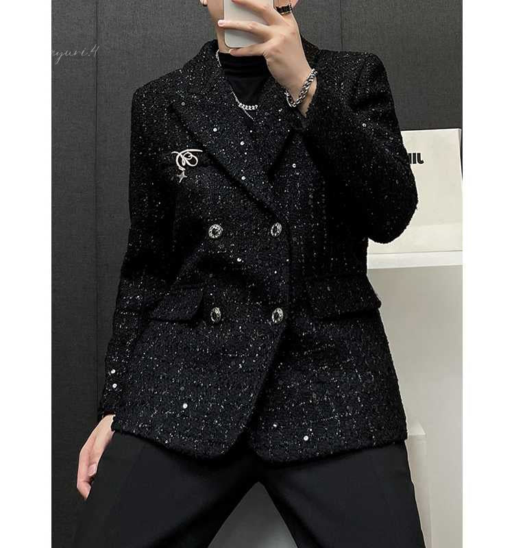 メンズ ツイード ジャケット スーツ スパンコール