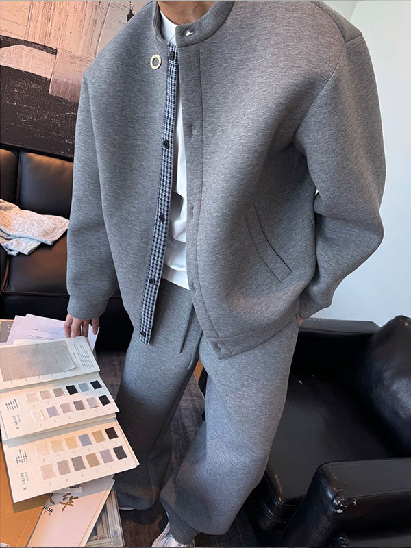 メンズ ツーピース カーディガン スウェット ワイドパンツ 韓国