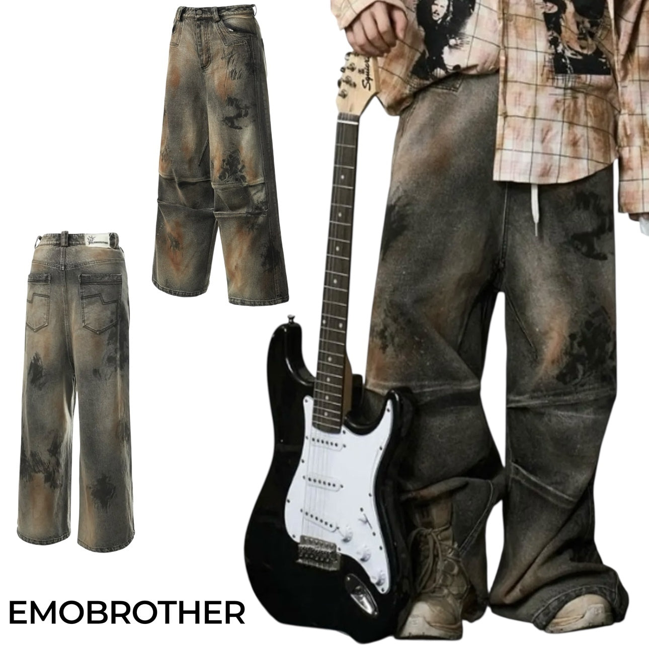 国内未入荷 EMOBROTHER - A-line Washed Baggy Jeans