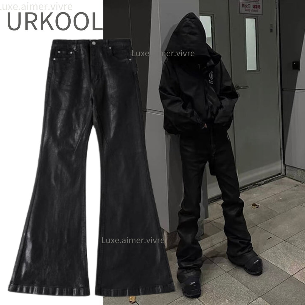 URKOOL　ストリート　ワックス  ジーンズ  フレア　デニム