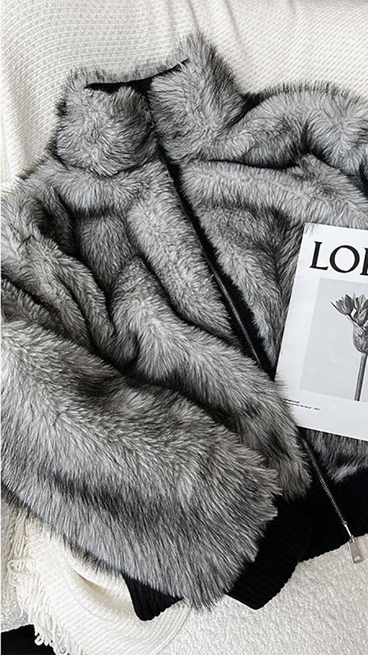 ファー リバーシブル ブルゾン 2色 ニット ジャケット  cr7863