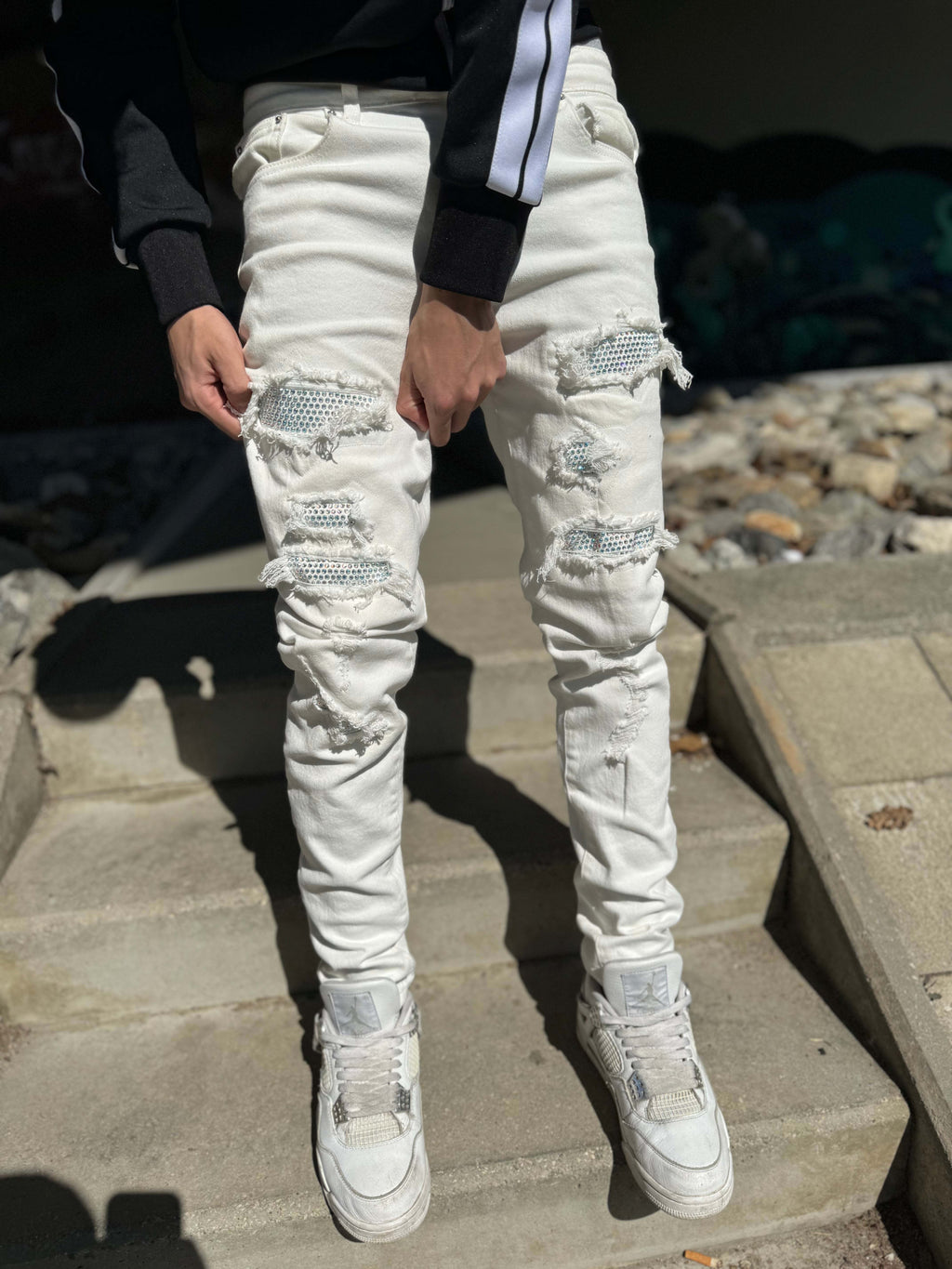 ☆関税/送料込み☆【stwear】UKドリル クリスタルジーンズ