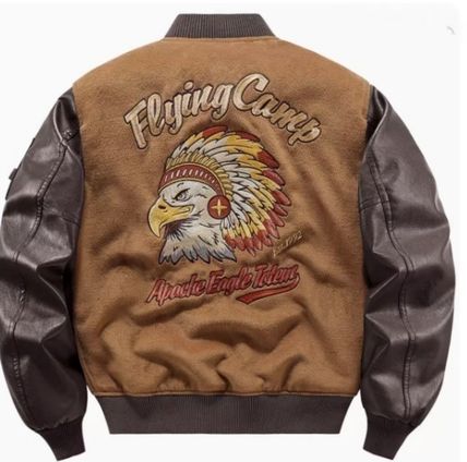 スタジャン ストリート ロゴ ヴィンテージ風 レザー 韓国 b5146