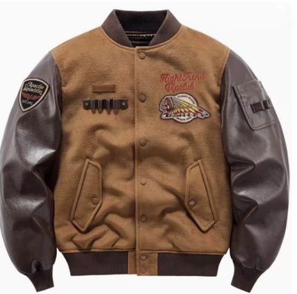 スタジャン ストリート ロゴ ヴィンテージ風 レザー 韓国 b5146