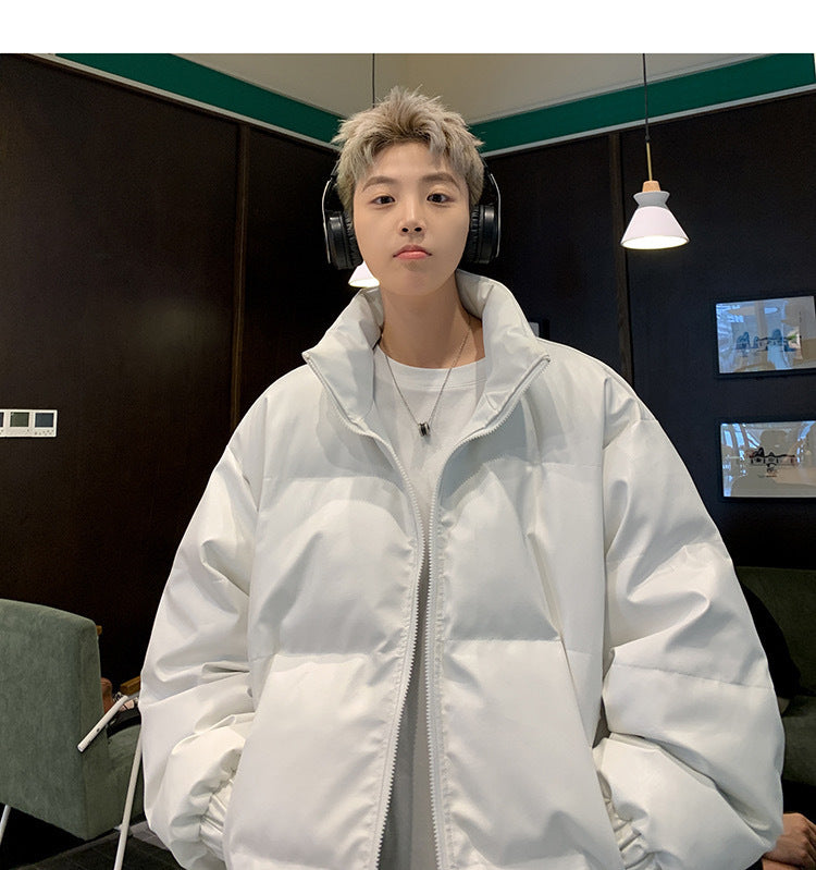 メンズ無地PUレザーダウンジャケットアウター冬