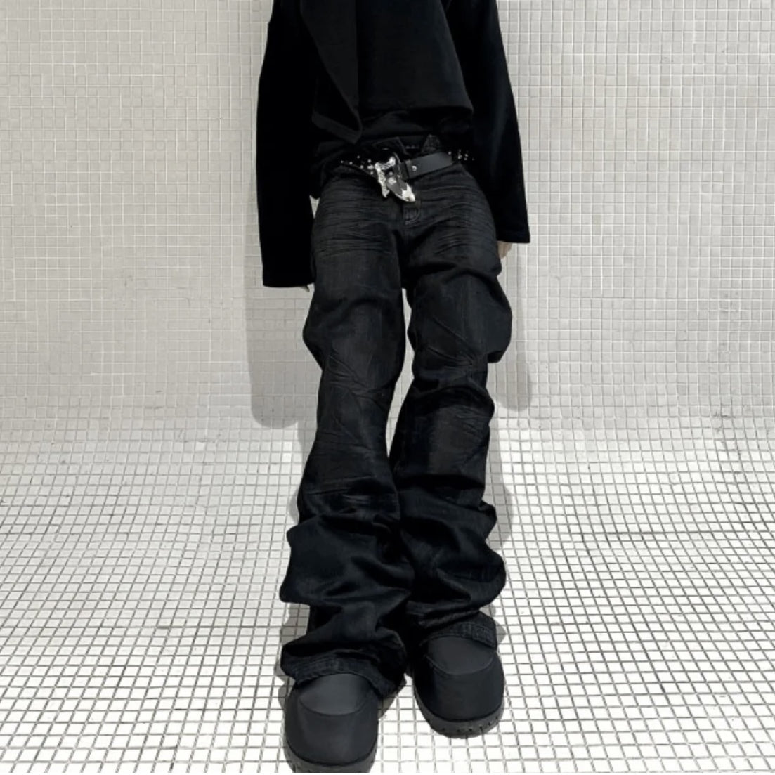 国内で当店のみ GOJOYJINNI - Gothic Metal-Waxed Flare Jeans