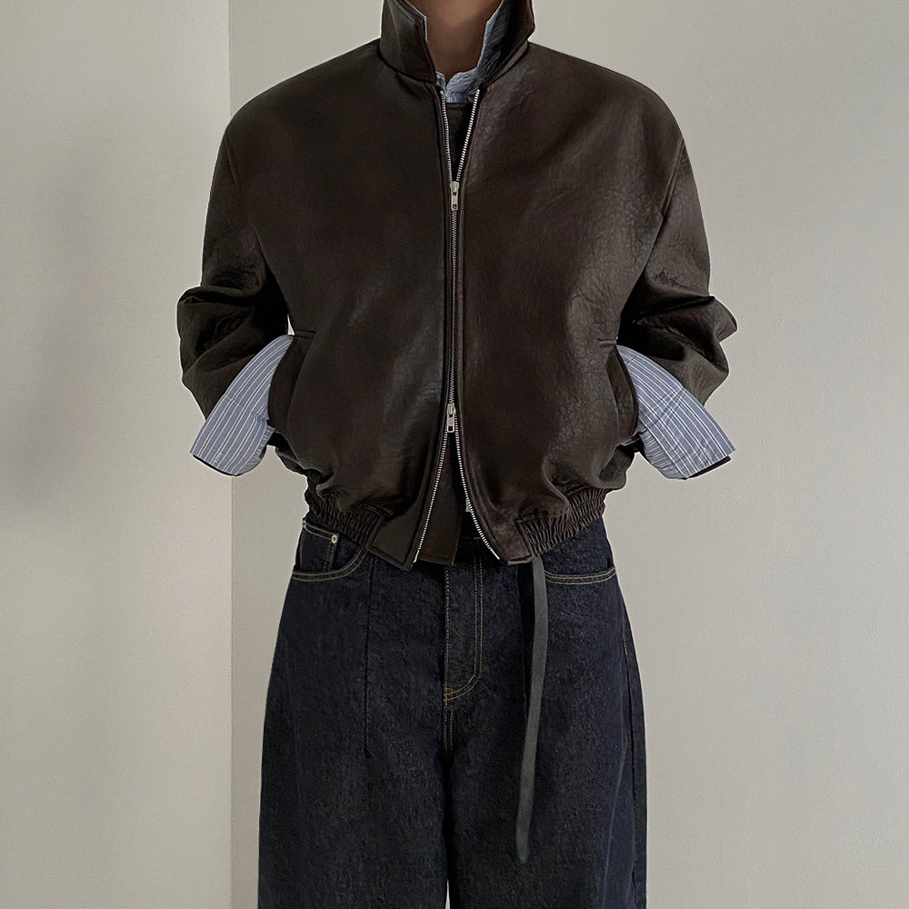 ショート レザー ジャケット 2色 ライダースジャケット cr5519