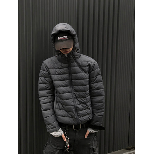★韓国人気★ESSU★PREMIUM DIAGONAL ZIPPER HOODED PADDING