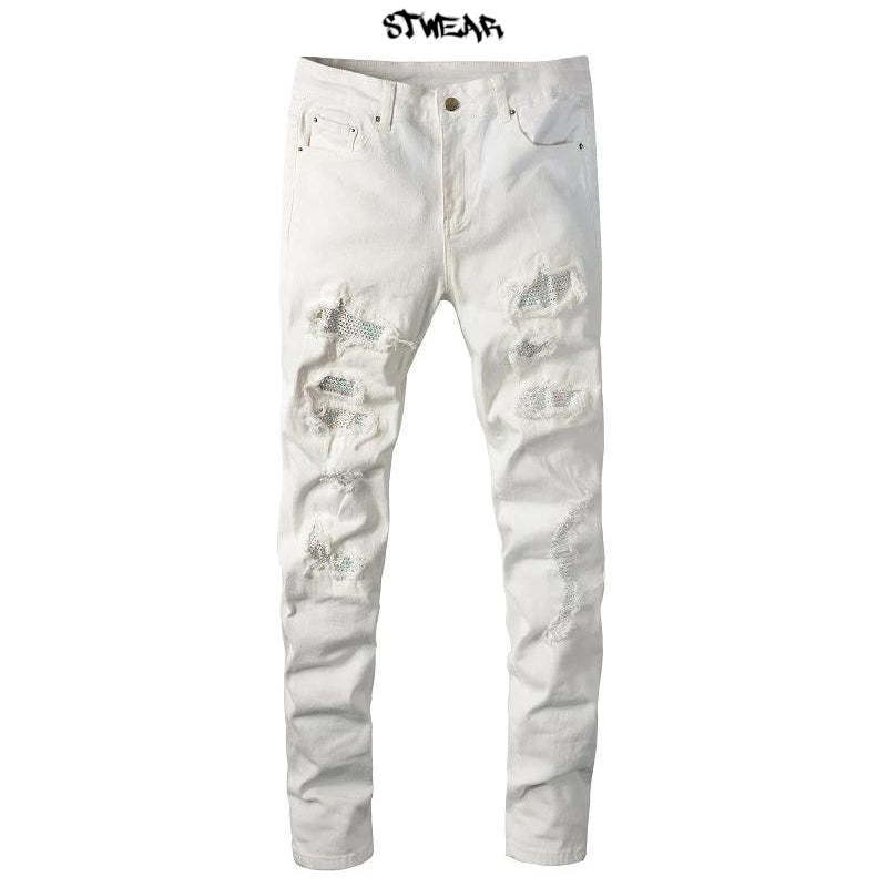 ☆関税/送料込み☆【stwear】UKドリル クリスタルジーンズ