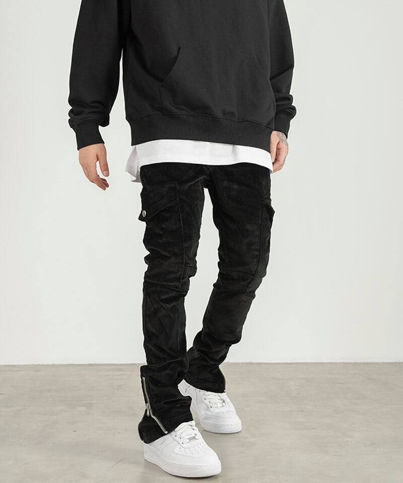 URKOOL 　コーデュロイジッパーカーゴパンツ