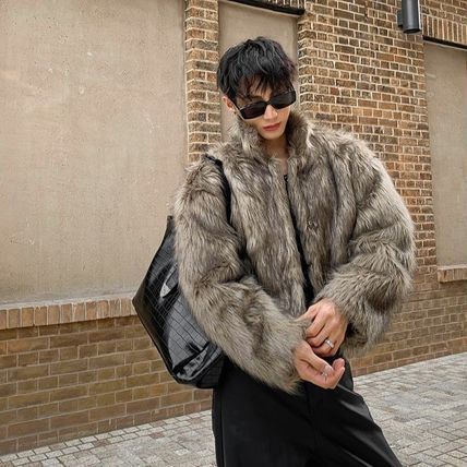 エコファー コート ショート丈 メンズ ジャケット ユニセックス