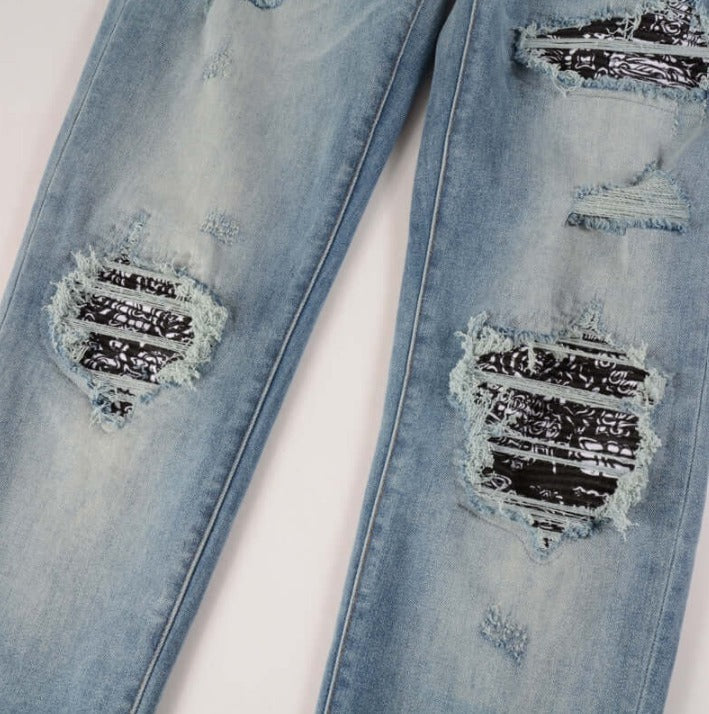 【STWEAR】 大人気♪ UKドリル ASHLEY ダメージデニム 関送込