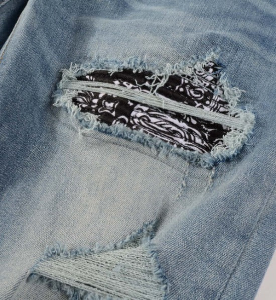 【STWEAR】 大人気♪ UKドリル ASHLEY ダメージデニム 関送込