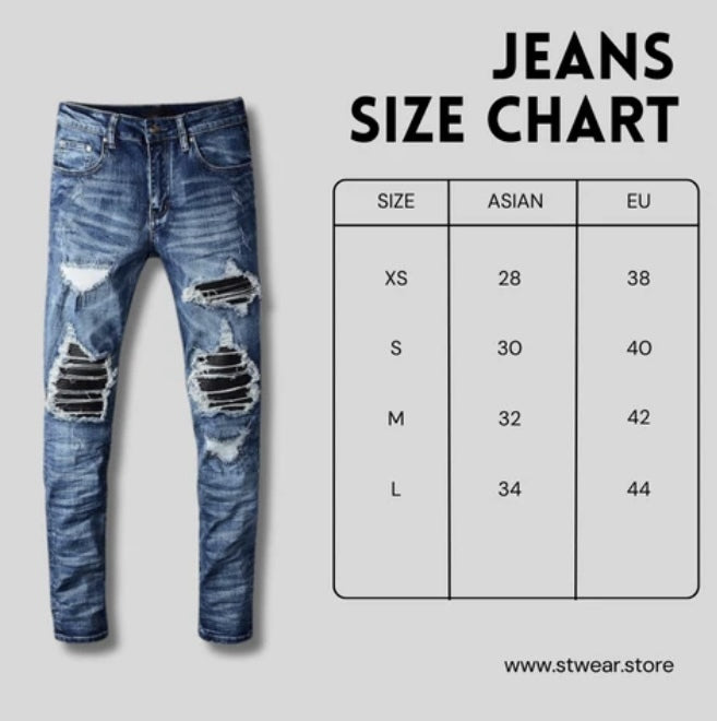 【STWEAR】大人気♪ UKドリル SKYER ダメージクリスタルジーンズ