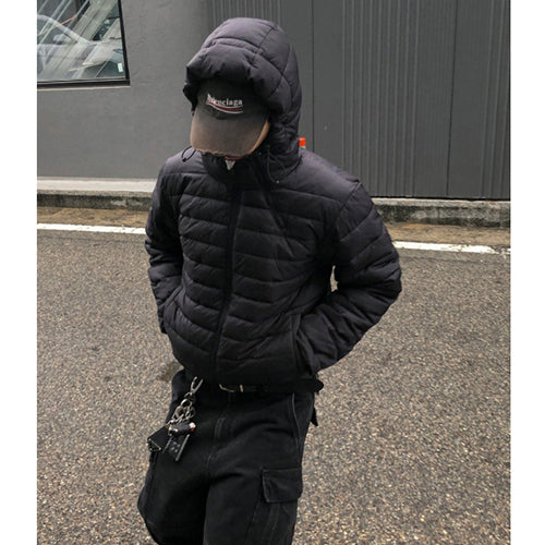 ★韓国人気★ESSU★PREMIUM DIAGONAL ZIPPER HOODED PADDING