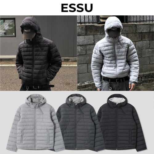 ★韓国人気★ESSU★PREMIUM DIAGONAL ZIPPER HOODED PADDING