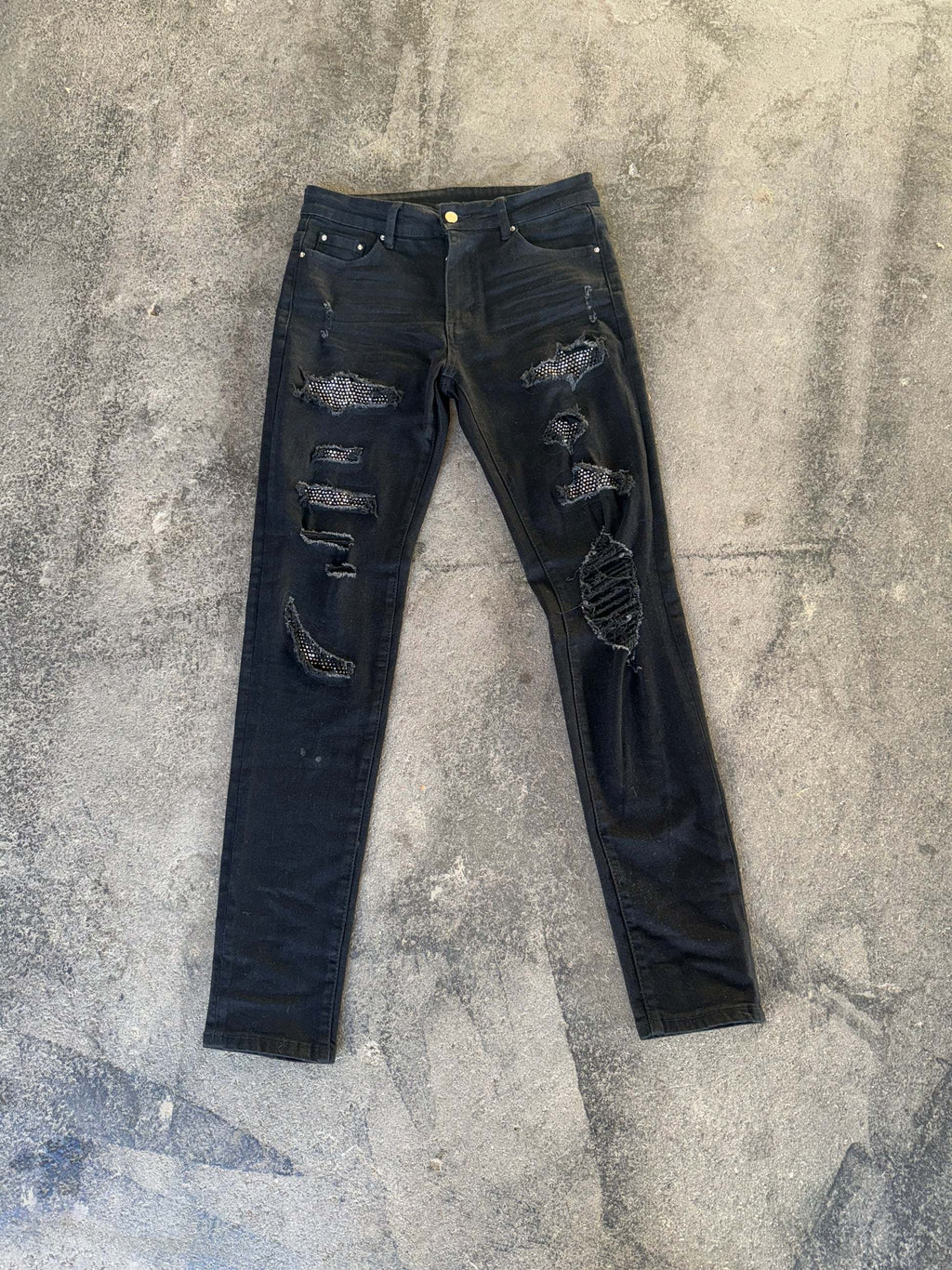 ☆関税/送料込み☆【stwear】UKドリル クリスタルジーンズ