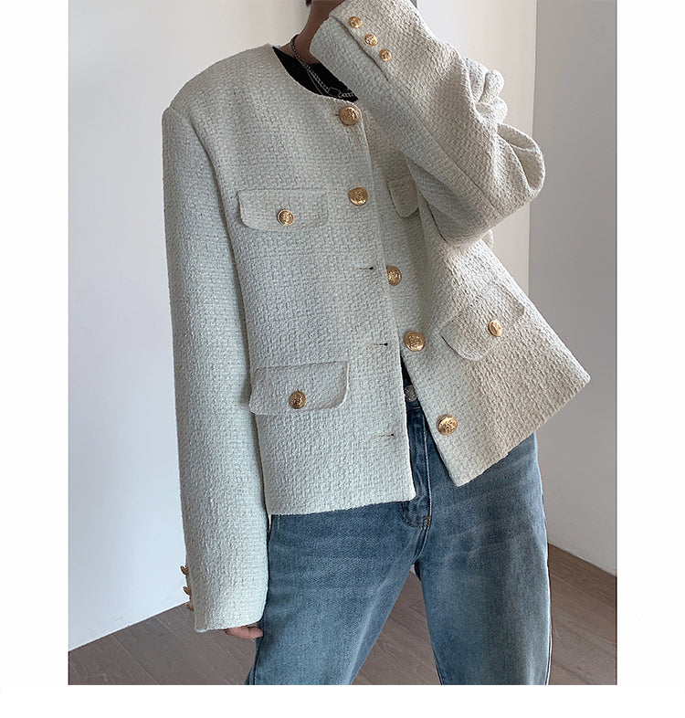 ツイード ジャケット ラグジュアリー ノーカラー パーティ 2167