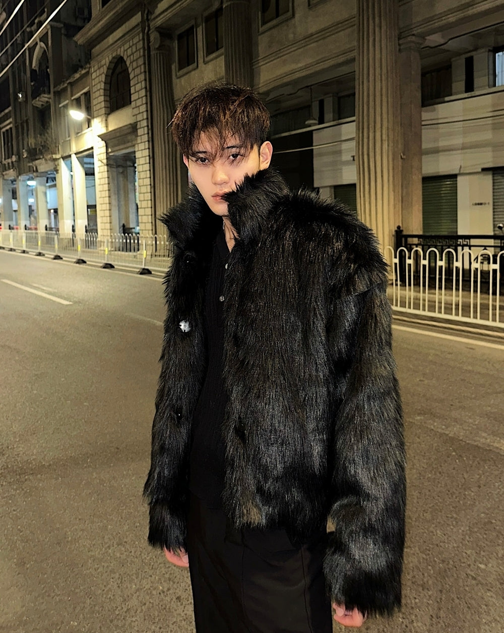 ブラック ファー ジャケット ショートコート 韓国 冬 nr5950
