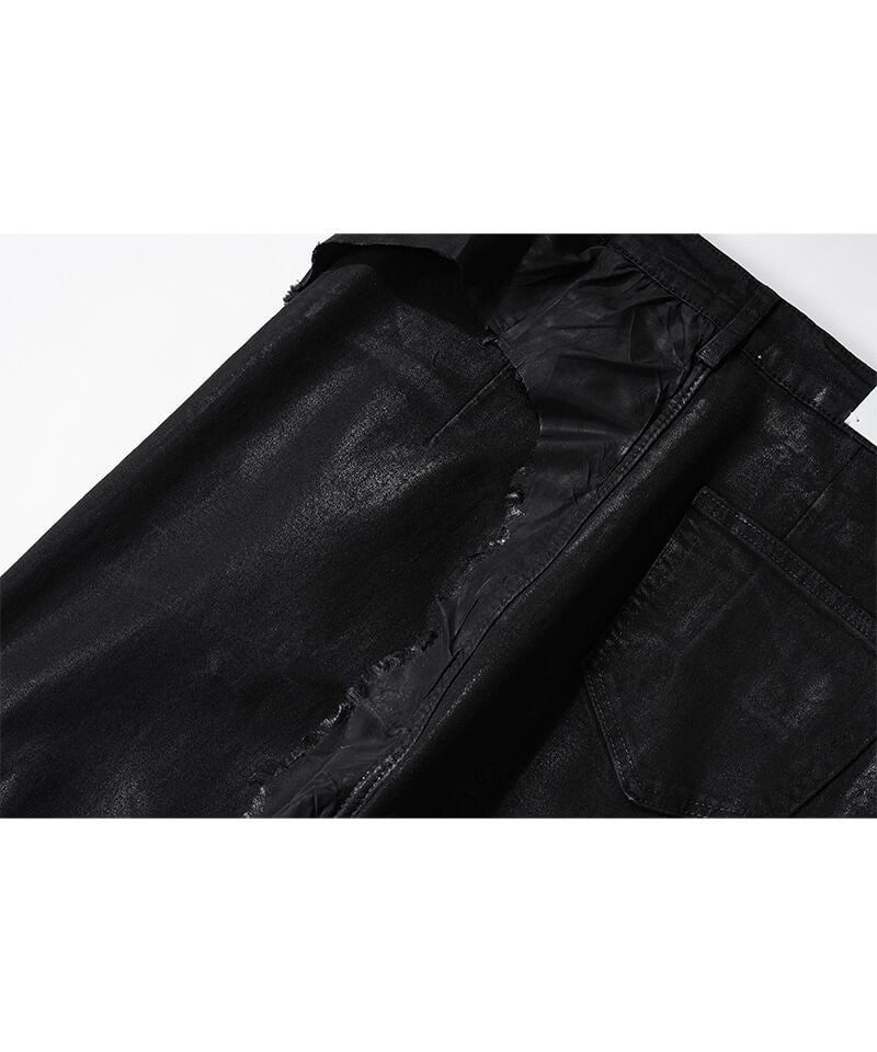 URKOOL　ストリート　ワックス  ジーンズ  フレア　デニム