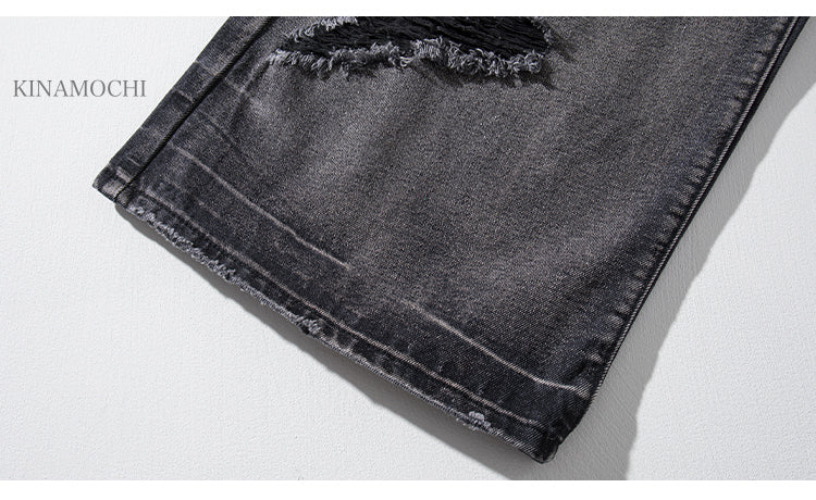 ワイドパンツ ダメージデニム ハイウエスト ルーズ 韓国