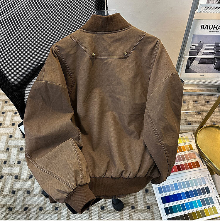 コーデュロイジャケット ユーズド加工 レトロブルゾン 2色 韓国