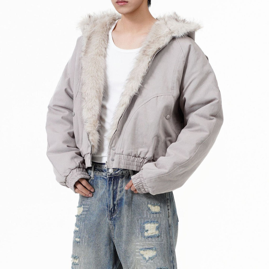 2色 裏ボア フード ブルゾン ファー ジップパーカー ジャケット