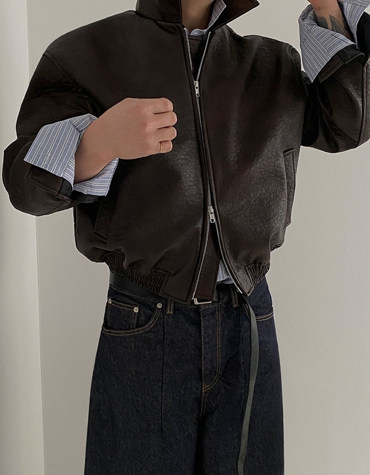 ショート レザー ジャケット 2色 ライダースジャケット cr5519