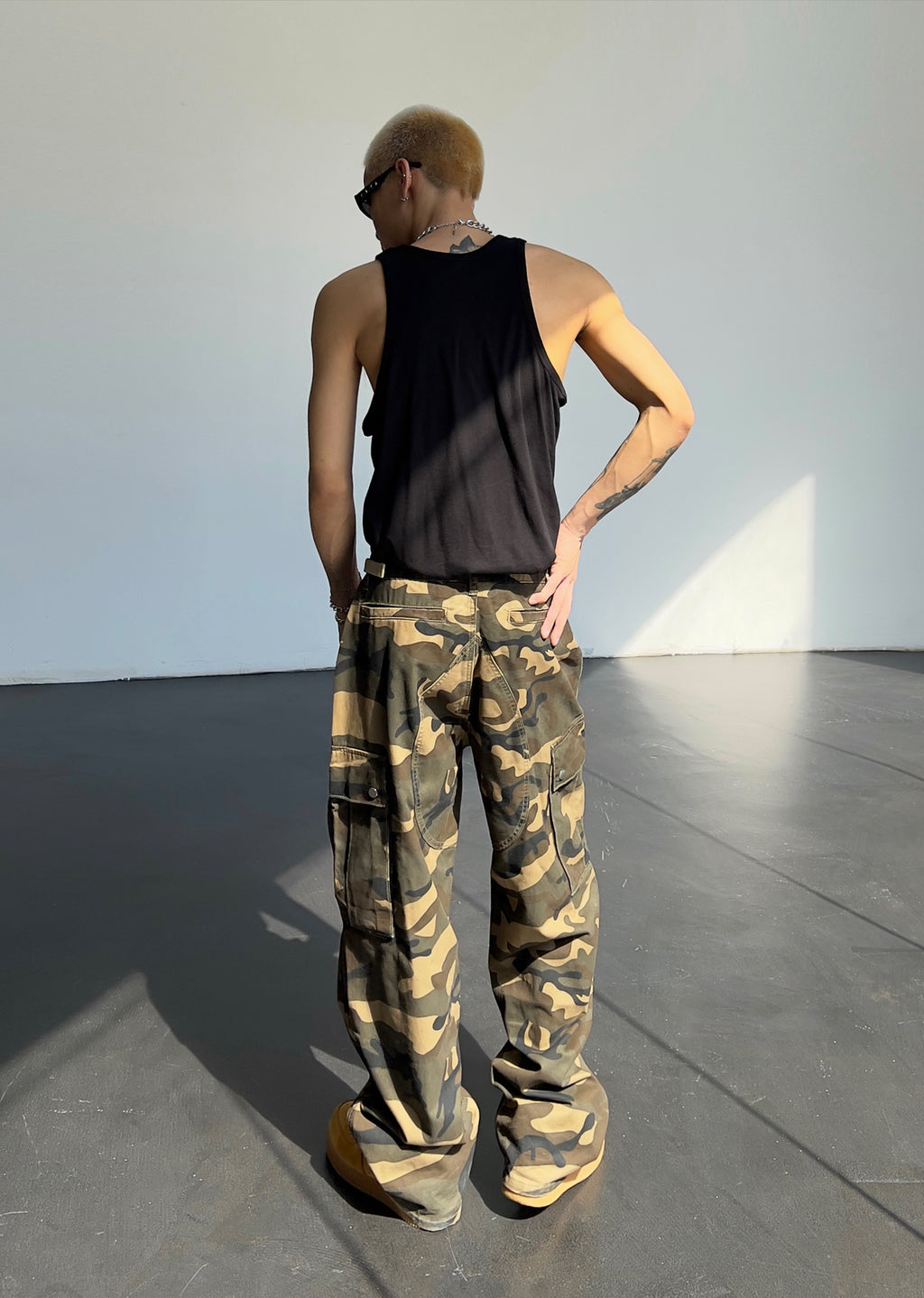 メンズ迷彩カーゴパンツワイドストリート