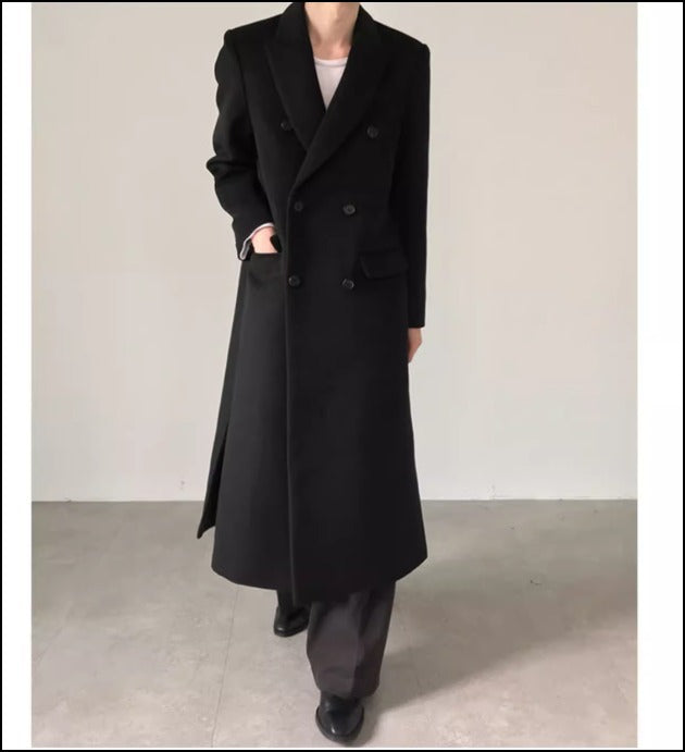 メンズ お洒落 綺麗め ウールタッチ ロングコート シンプル