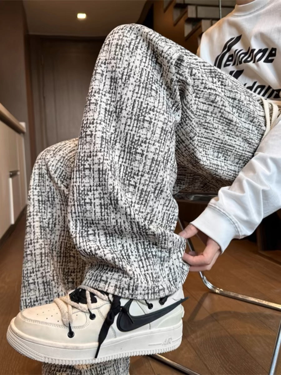 メンズベロアロングパンツストレート春秋おしゃれ