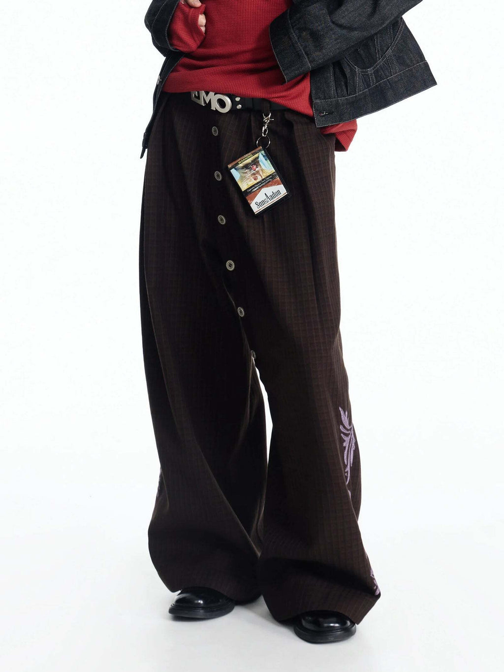 国内未入荷 EMOBROTHER - 25AW Check-jacquard Wide Leg Trouser