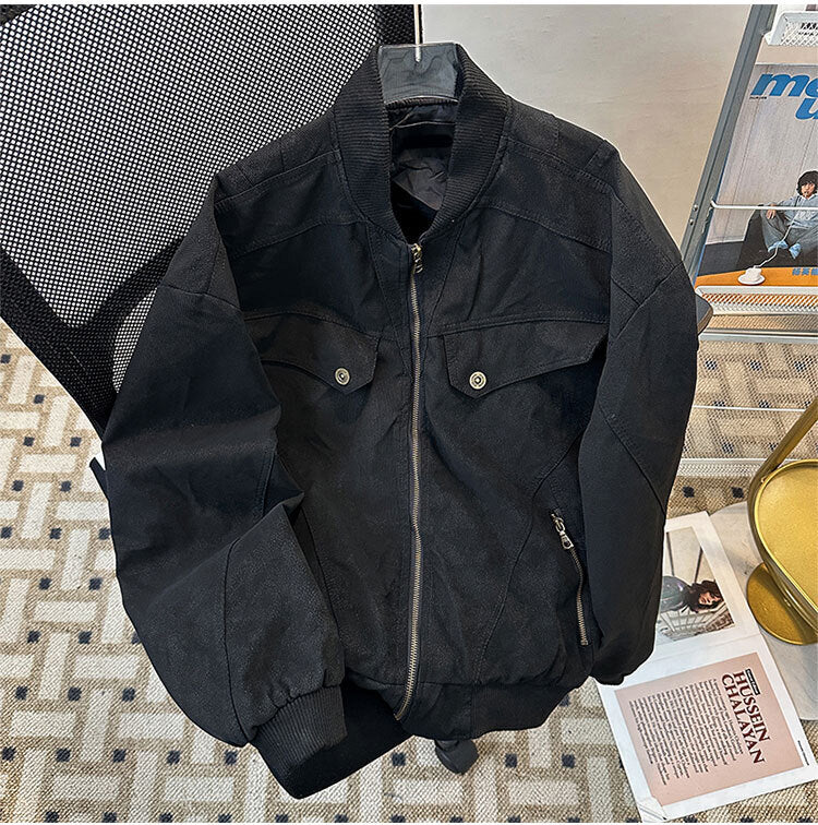 コーデュロイジャケット ユーズド加工 レトロブルゾン 2色 韓国