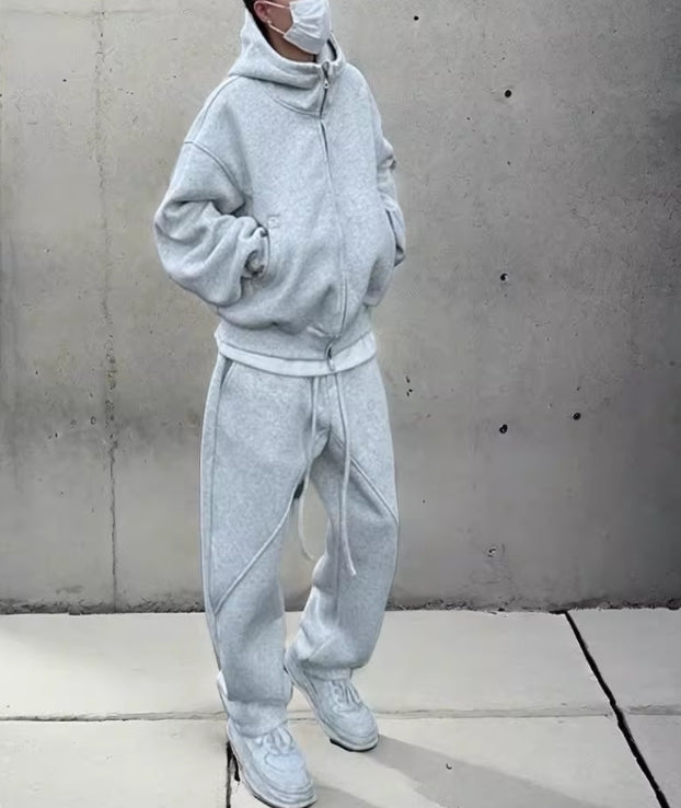 セットアップ 2色 ハイネックパーカー スウェットパンツ cr7939