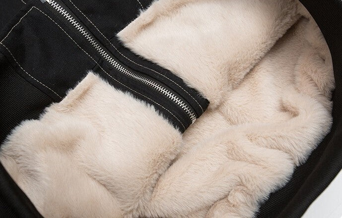 裏ボア ファーフード ブルゾン 2色 ジップ ジャケット 厚手 冬