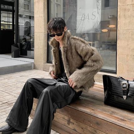 エコファー コート ショート丈 メンズ ジャケット ユニセックス