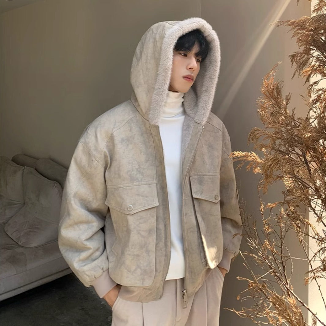 裏ファー フード ジャケット ショート丈 ユニセックス 春 nr8003