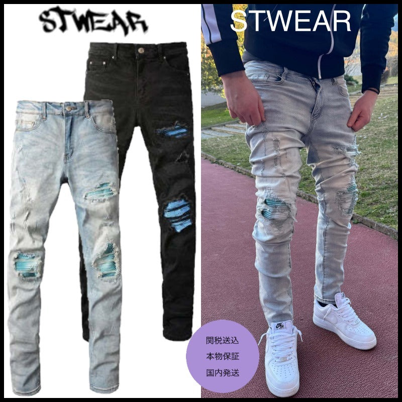 ☆関税/送料込み☆【stwear】UKドリル ダメージデニム