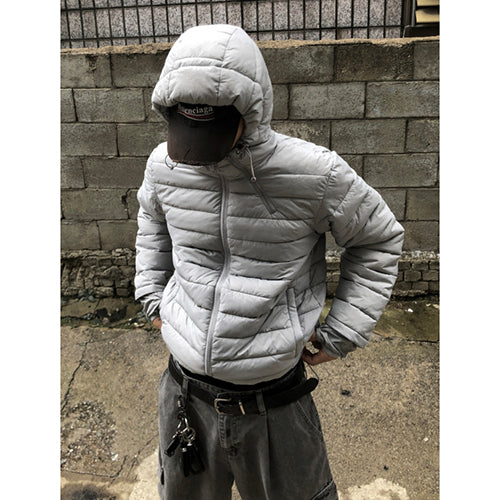 ★韓国人気★ESSU★PREMIUM DIAGONAL ZIPPER HOODED PADDING