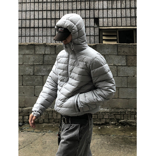 ★韓国人気★ESSU★PREMIUM DIAGONAL ZIPPER HOODED PADDING