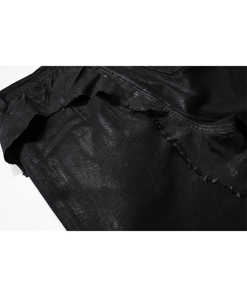 URKOOL　ストリート　ワックス  ジーンズ  フレア　デニム