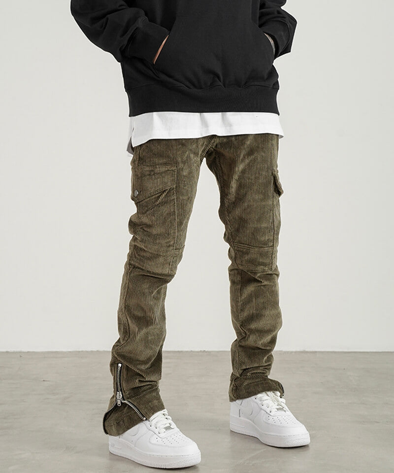 URKOOL 　コーデュロイジッパーカーゴパンツ