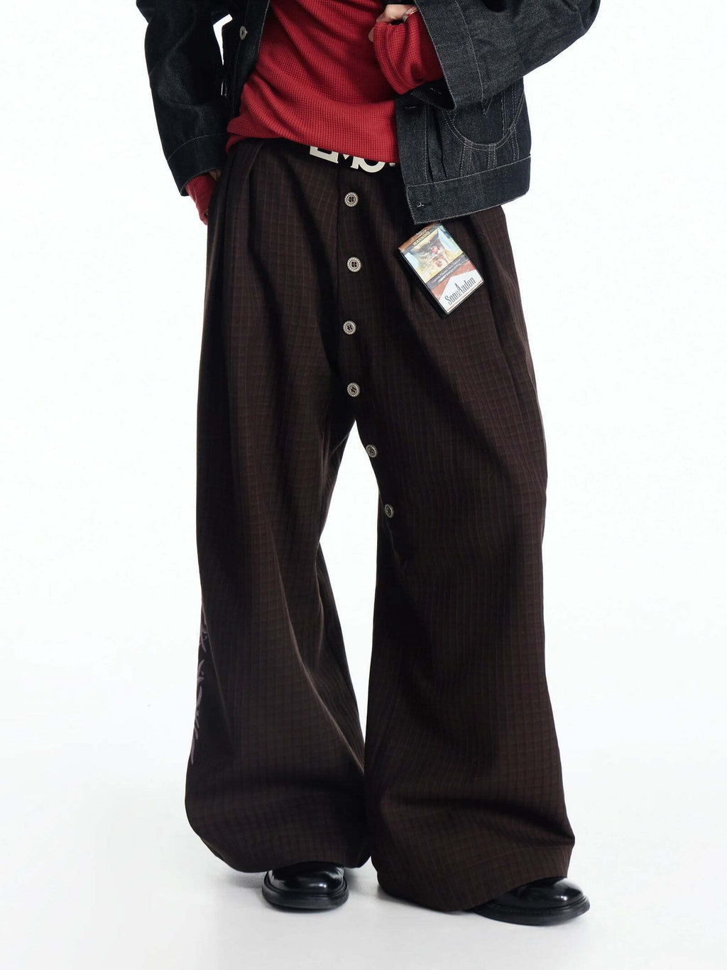 国内未入荷 EMOBROTHER - 25AW Check-jacquard Wide Leg Trouser