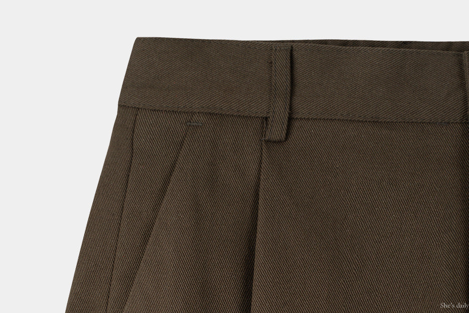 【LOOKPLE】Back Banding Cotton One Tuck Wide Pants ★