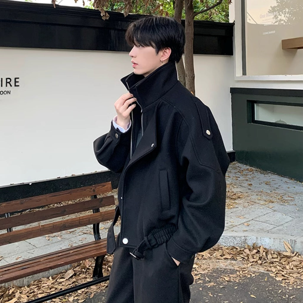 スタンドカラー ジップ ジャケット 2色 ショートブルゾン cr7457