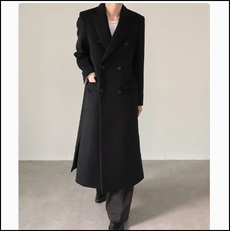 メンズ お洒落 綺麗め ウールタッチ ロングコート シンプル