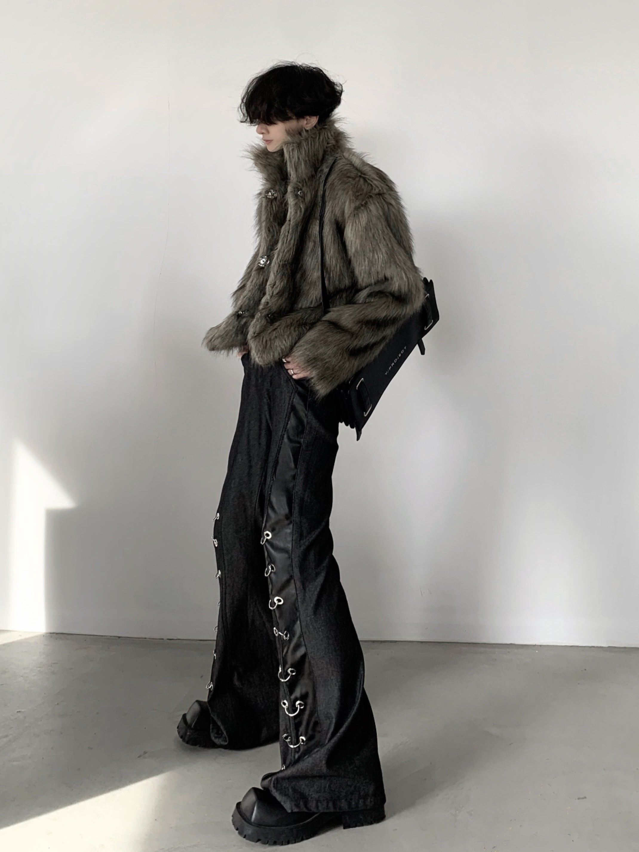 フェイクファー ジャケット 2色 ユニセックス モード 冬 cr2039